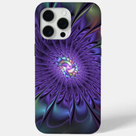 Funda Para iPhone 15 Pro Max Moderna y colorida moda Resumen Flor Fractal