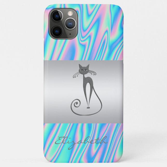 Funda De Case-Mate Para iPhone Moderna y elegante Girly, Cat Holographic (Reverso)