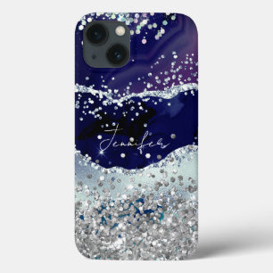 Funda Para iPhone 13 Moderna y elegante piedra Agate Purpurina de moda