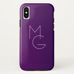 Funda Para iPhone X Modernas 2 Iniciales Ombre Sutil de Púrpura Prof