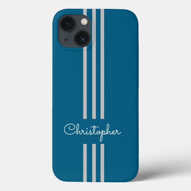 Funda De Case-Mate Para iPhone Modernas bandas de Carreras de moda monogramadas (Reverso)