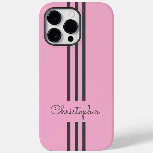 Funda De Case-Mate Para iPhone Modernas bandas de Carreras de moda monogramadas (Reverso )