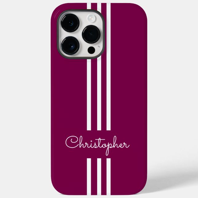 Funda De Case-Mate Para iPhone Modernas bandas de Carreras de moda monogramadas (Reverso )