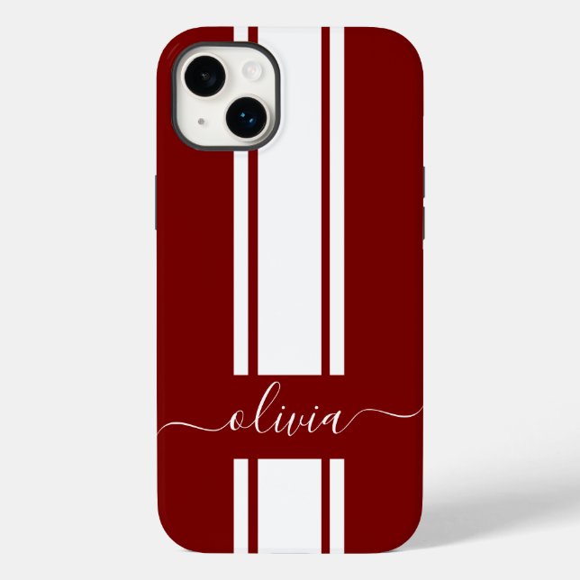 Funda De Case-Mate Para iPhone Modernas bandas de Carreras de moda monogramadas (Reverso )