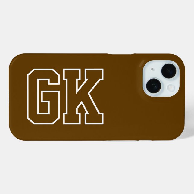 Funda De Case-Mate Para iPhone Modernas Iniciales de Monograma Marrón Blanco Vars (Reverso (Horizontal) )
