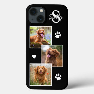 Funda Para iPhone 13 Moderno 3 foto perro Mascota negro