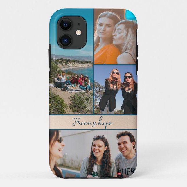 Funda De Case-Mate Para iPhone Moderno 4 Fotos amigos Collage iPhone Case (Reverso)