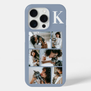 Funda Para iPhone 15 Pro Moderno 6 Foto Polvo Azul