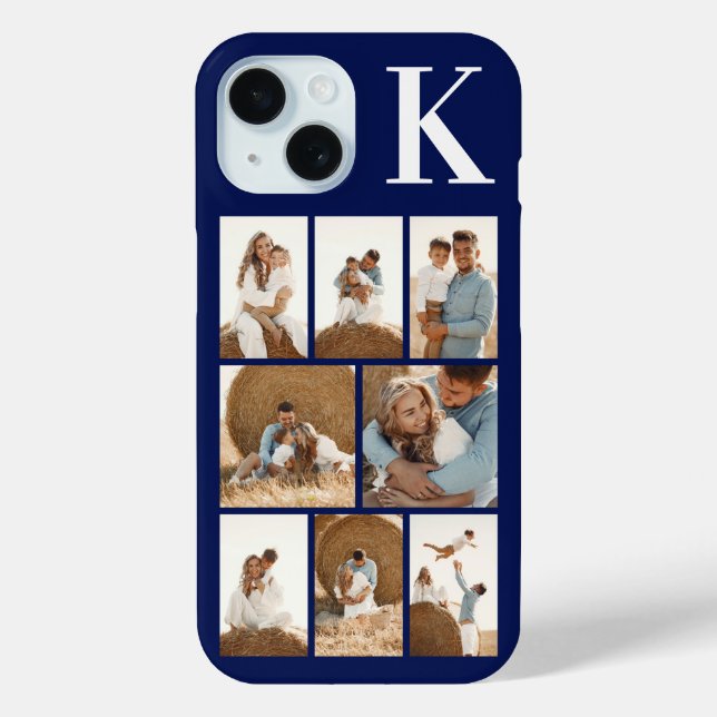Funda De Case-Mate Para iPhone Moderno 8 Foto Azul Marino (Reverso )