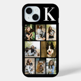 Funda Para iPhone 15 Moderno 8 Foto Negro de Mascotas