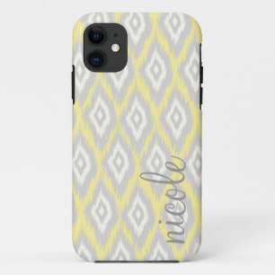 Funda Para iPhone 11 Moderno amarillo y gris azteca tribal
