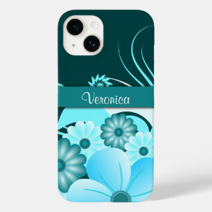 Funda Para iPhone 14 De Case-Mate Moderno Aqua Azul Verano Verde azulado Hibiscus Fl