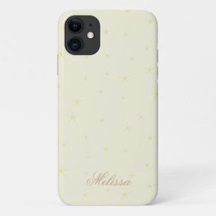 Funda Para iPhone 11 Moderno Beige Minimal Gold Star Script Personaliza