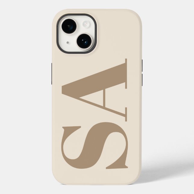 Funda De Case-Mate Para iPhone Moderno Case-Mate Antiguo Blanco con Monograma (Reverso )