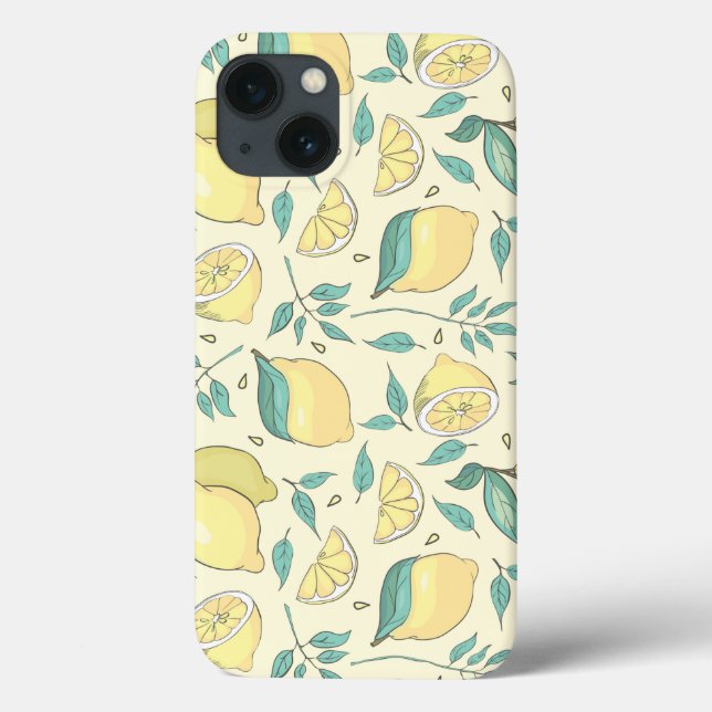 Funda De Case-Mate Para iPhone Moderno cítricos limón amarillo veraniego personal (Reverso)