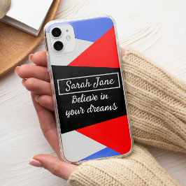 Funda Para iPhone 11 Pro Moderno color rojo azul bloque de color estético N