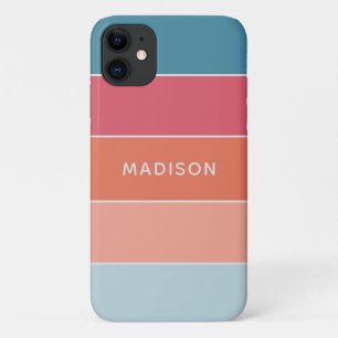 Funda Para iPhone 11 Moderno Colorido Bloque de Color Nombre Personaliz