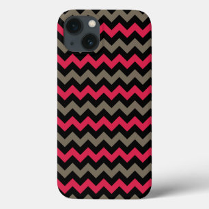 Funda Para iPhone 13 Moderno Crimson Black Gray Chevron