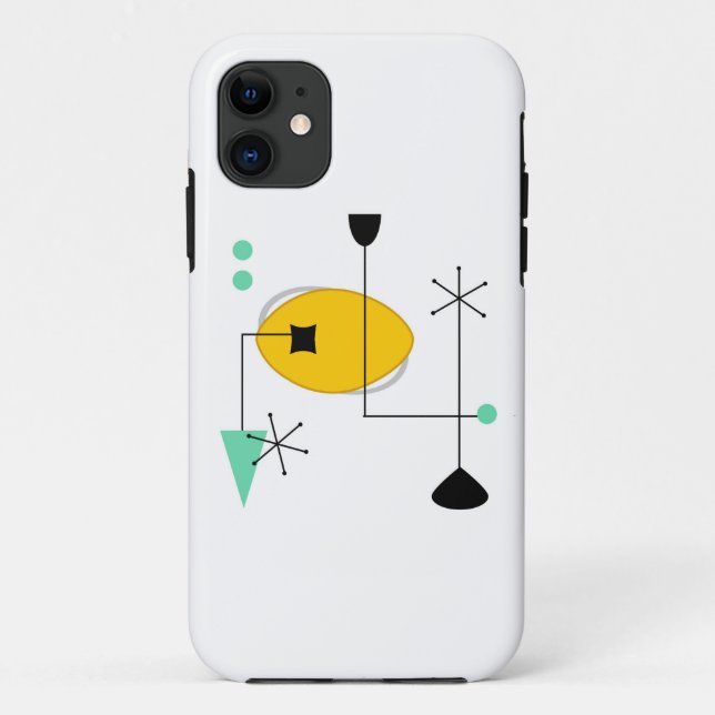 Funda De Case-Mate Para iPhone moderno de mediados de siglo azul amarillo simple  (Reverso)