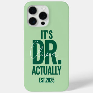 Funda Para iPhone 15 Pro Max Moderno Dr. Nombre Fecha Verde Oscuro Personalizad