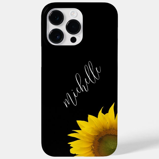 Funda De Case-Mate Para iPhone Moderno Floral Peeking Sunflower Blanco negro (Reverso)