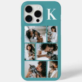 Funda Para iPhone 15 Pro Max Moderno Foto de 6 Mascotas Verde Turquesa
