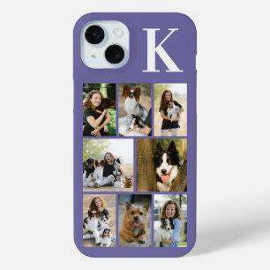 Funda Para iPhone 15 Mini Moderno Foto Morado de 8 Mascotas