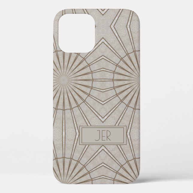 Funda De Case-Mate Para iPhone Moderno Geométrico Monogramado Sleek Elegante Marr (Reverso )