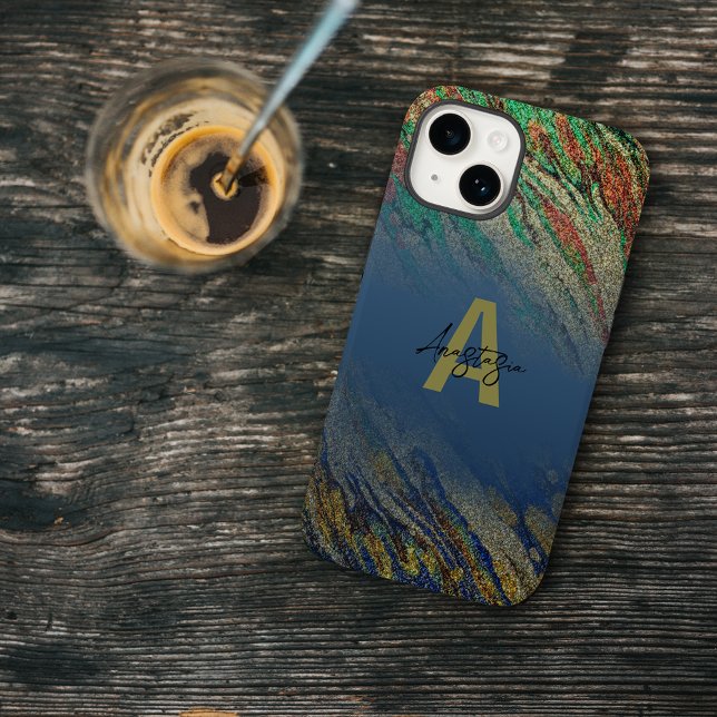 Funda De Case-Mate Para iPhone Moderno Glam Luxury Elegante Purpurina Monogramado (Subido por el creador)