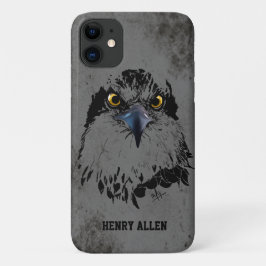 Funda Para iPhone 11 Moderno Grunge Negro Gris Osprey Rey de Aves