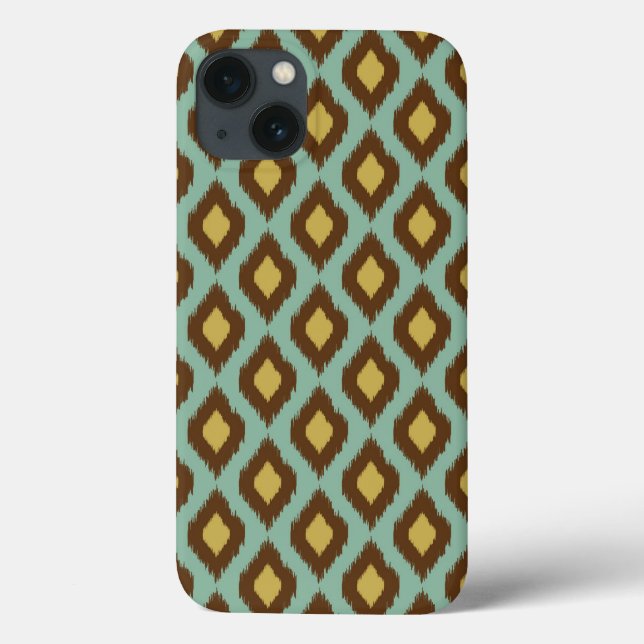 Funda De Case-Mate Para iPhone Moderno ikat tribal amarillo azul moderno (Reverso)