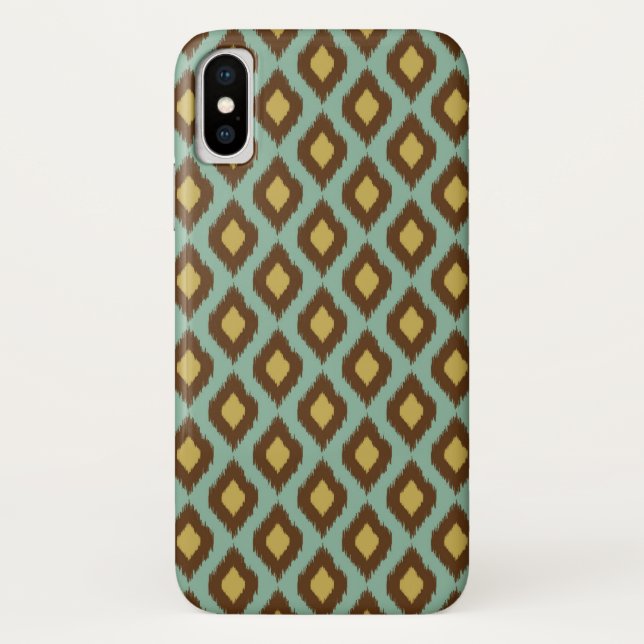 Funda De Case-Mate Para iPhone Moderno ikat tribal amarillo azul moderno (Reverso)