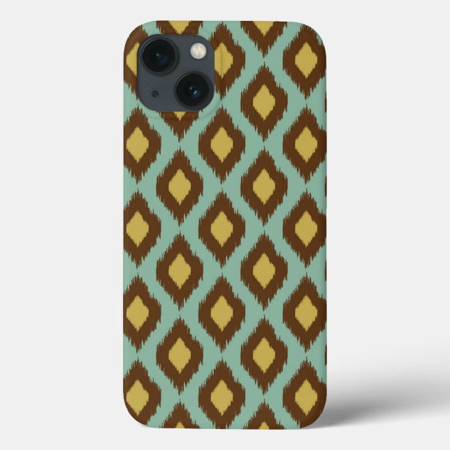 Funda De Case-Mate Para iPhone Moderno ikat tribal amarillo azul moderno (Reverso)