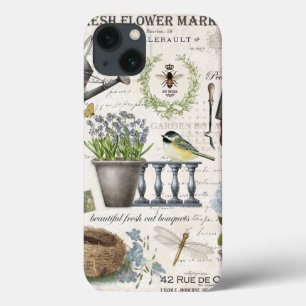 Funda Para iPhone 13 Moderno jardín de flores de la casa de campo franc