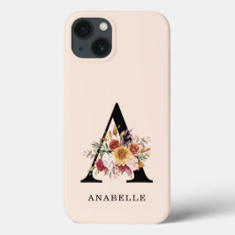 Funda Para iPhone 13 Moderno Monograma otoño otoño acuarela floral