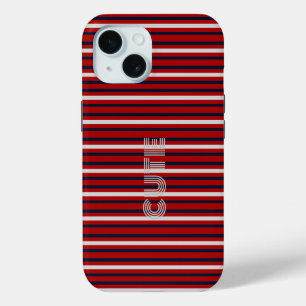 Funda Para iPhone 15 Moderno monogramado a rayas