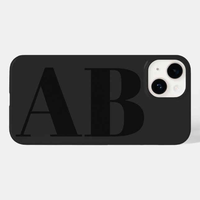 Funda De Case-Mate Para iPhone Moderno negro inicial mínimo contemporáneo (Reverso  (Horizontal))