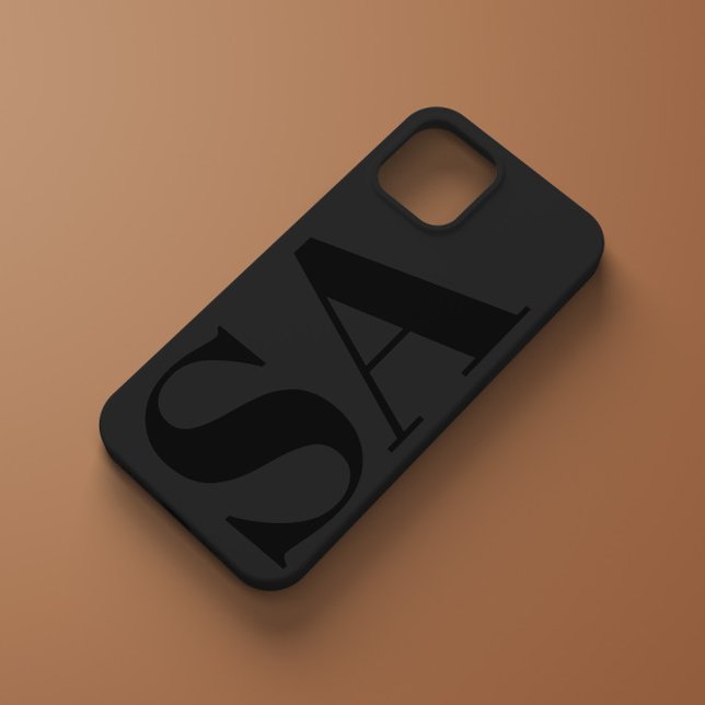 Funda De Case-Mate Para iPhone Moderno negro inicial mínimo contemporáneo (Subido por el creador)