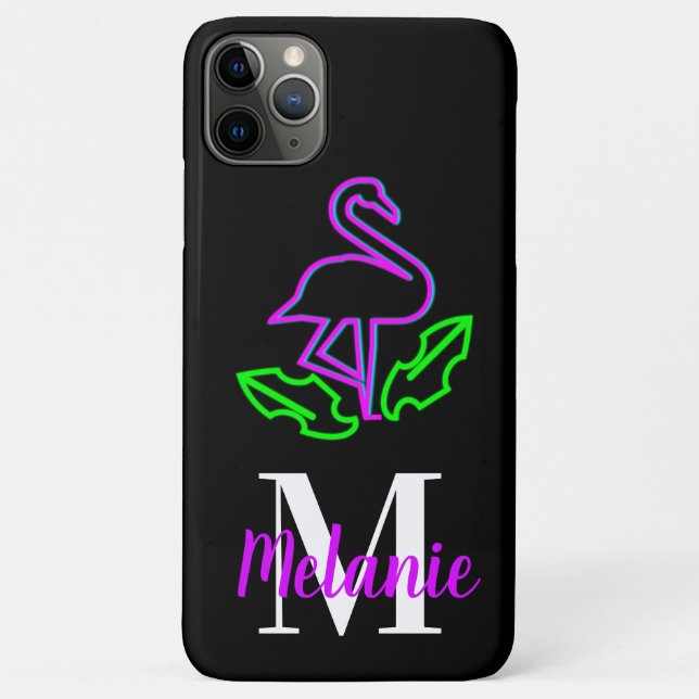 Funda De Case-Mate Para iPhone Moderno Neon Tropical Flamingo Purple Flourescent (Reverso)