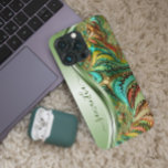 Funda Para iPhone 15 Mini Moderno nombre manuscrito verde fractal<br><div class="desc">Este diseño también está disponible en otros modelos de teléfono. Elija Tipo de dispositivo para ver otros fundas de iPhone, Samsung Galaxy o Google. Algunos estilos se pueden cambiar seleccionando Estilo si se trata de una opción. Este diseño puede ser personalizado en el área proporcionada cambiando la foto y/o el...</div>