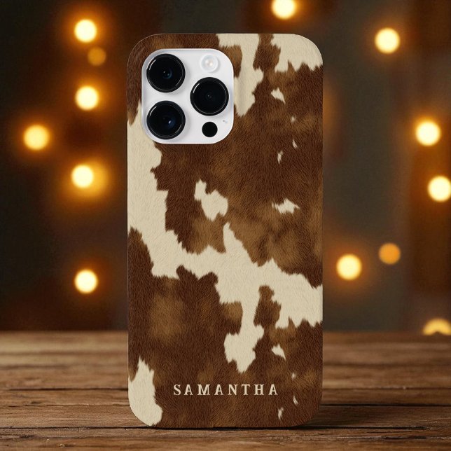 Funda De Case-Mate Para iPhone Moderno nombre personalizado marrón de la chica de (Modern Western Country Cowgirl Brown Custom Name Case-Mate iPhone 14 Pro Max Case)