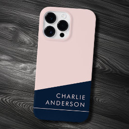 Funda Para iPhone 14 Pro Max De Case-Mate Moderno nombre personalizado mínimo azul oscuro y
