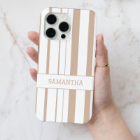 Moderno nombre personalizado rayado marrón Minimal