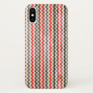 Funda Para iPhone X Moderno patrón Chevron Madera