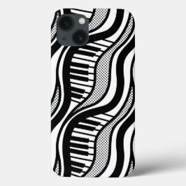 Funda Para iPhone 13 Moderno piano blanco negro ondulado