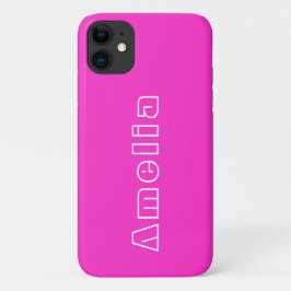 Funda Para iPhone 11 Moderno rosa caliente personalizado simple