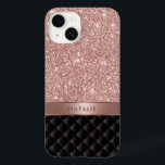 Funda Para iPhone 14 De Case-Mate Moderno Rosa Gold Purpurina Black Luxury Custom Na<br><div class="desc">Estuche para iPhone moderno Rosa Gold Purpurina Black Luxury Custom Name.</div>