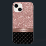Funda Para iPhone 14 De Case-Mate Moderno Rosa Gold Purpurina Black Luxury Custom Na<br><div class="desc">Estuche para iPhone moderno Rosa Gold Purpurina Black Luxury Custom Name.</div>