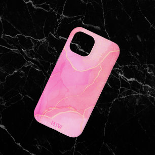 Funda Para iPhone 15 Moderno Rosa Monogramado