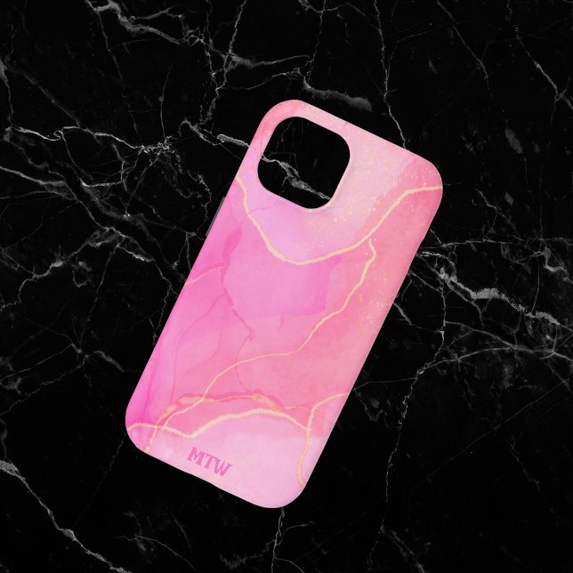 Funda De Case-Mate Para iPhone Moderno Rosa Monogramado (Subido por el creador)
